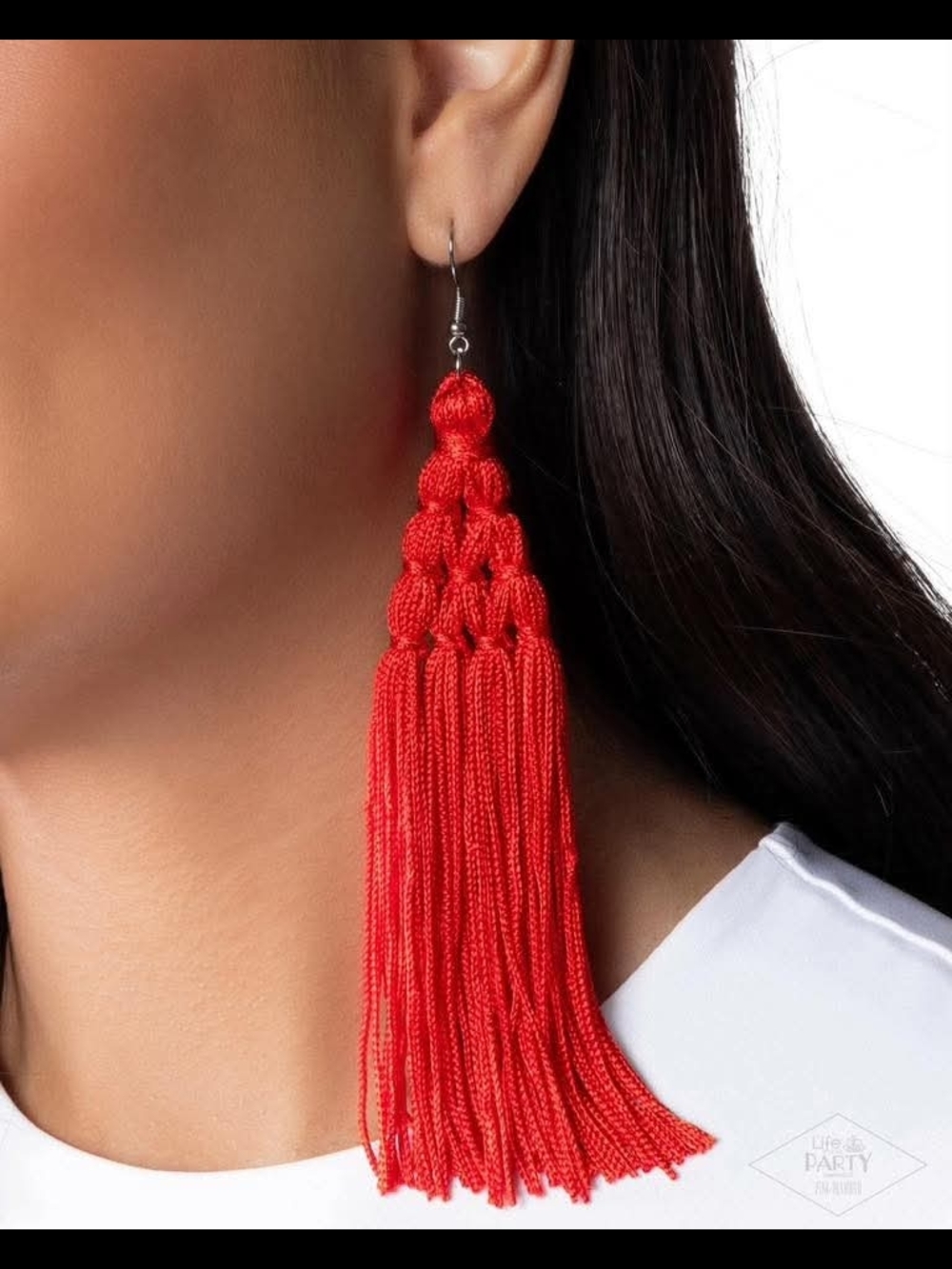 ONE DAY ONLY..Red Tassel Drop Earrings - Lightweight Statement Jewelry